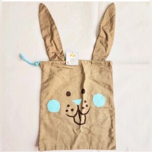 (2pc) Brown Khaki Bunny Drawstring Gift Sacks